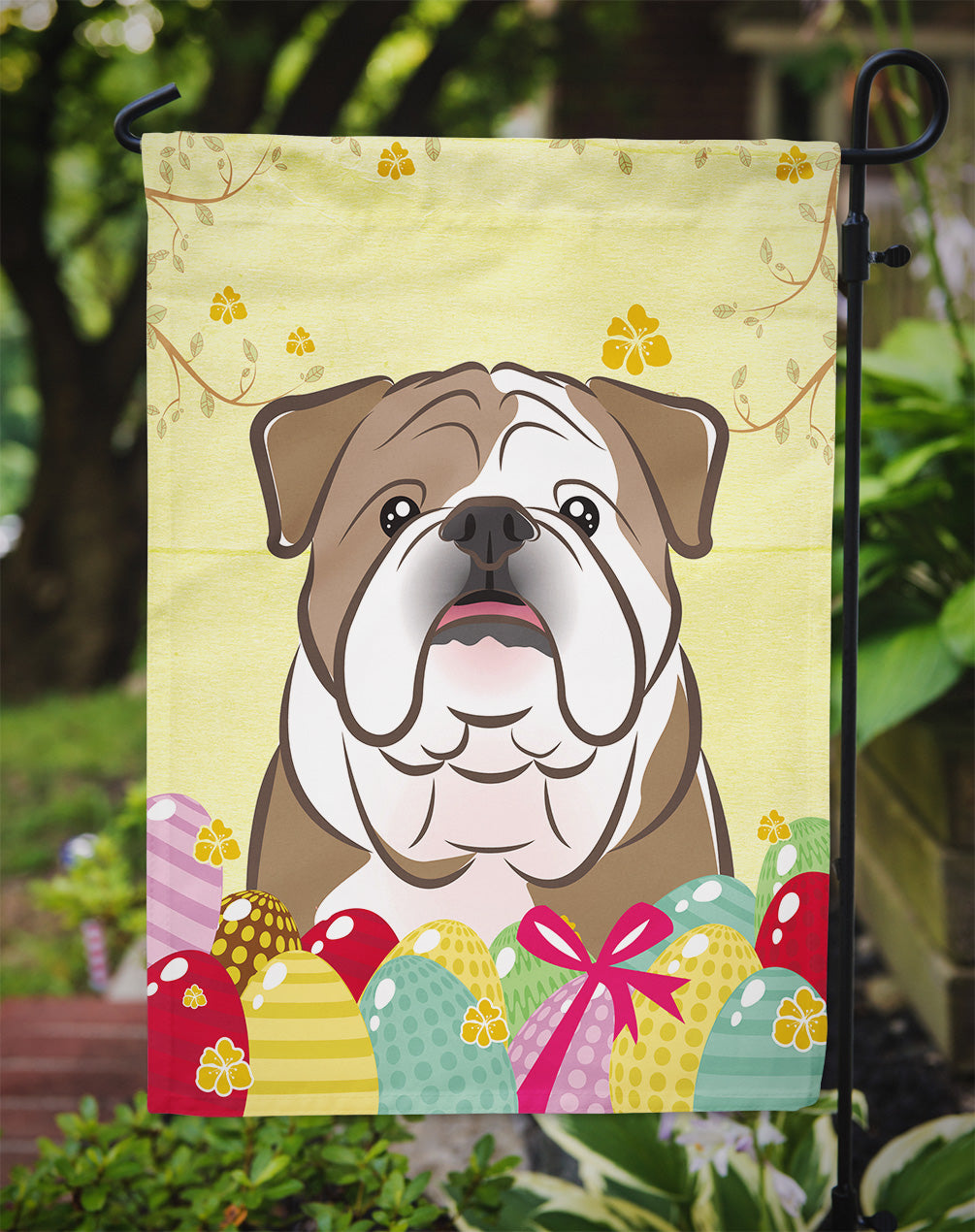 English Bulldog  Easter Egg Hunt Flag Garden Size BB1901GF  the-store.com.