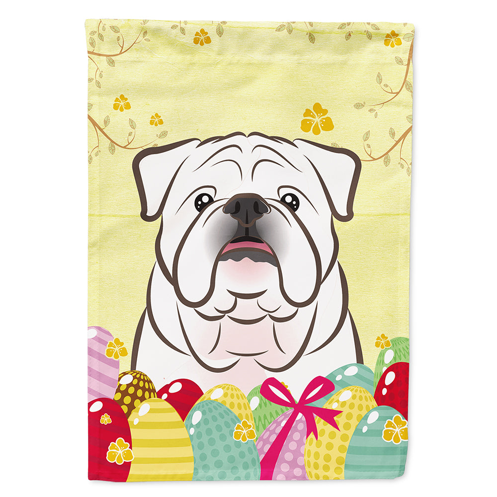 White English Bulldog  Easter Egg Hunt Flag Canvas House Size BB1902CHF  the-store.com.