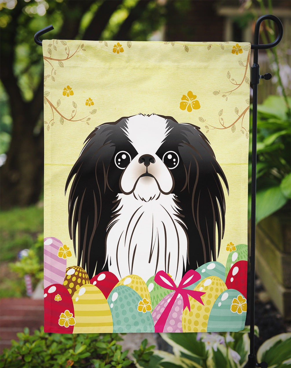 Japanese Chin Easter Egg Hunt Flag Garden Size BB1912GF  the-store.com.