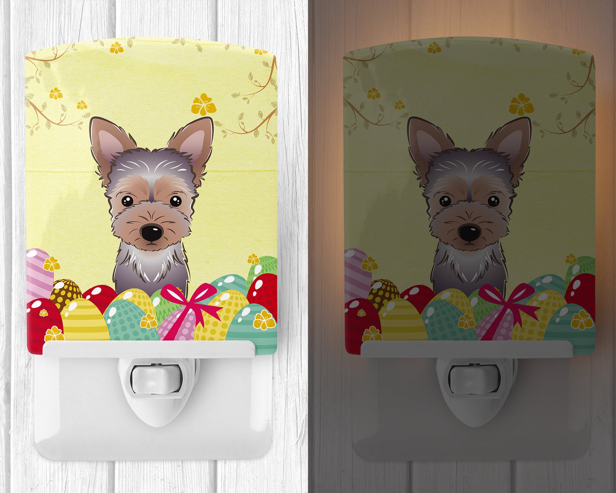 Yorkie Puppy Easter Egg Hunt Ceramic Night Light BB1914CNL - the-store.com