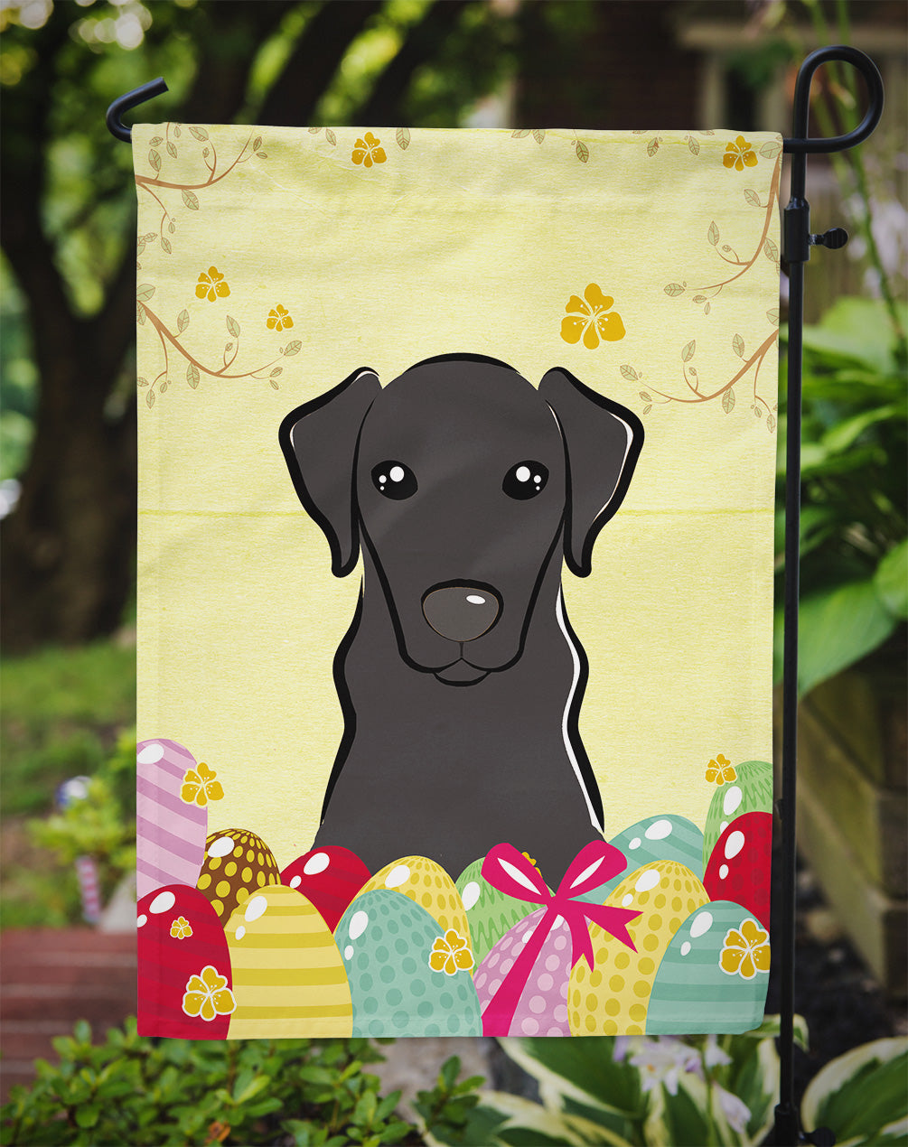 Black Labrador Easter Egg Hunt Flag Garden Size BB1917GF  the-store.com.