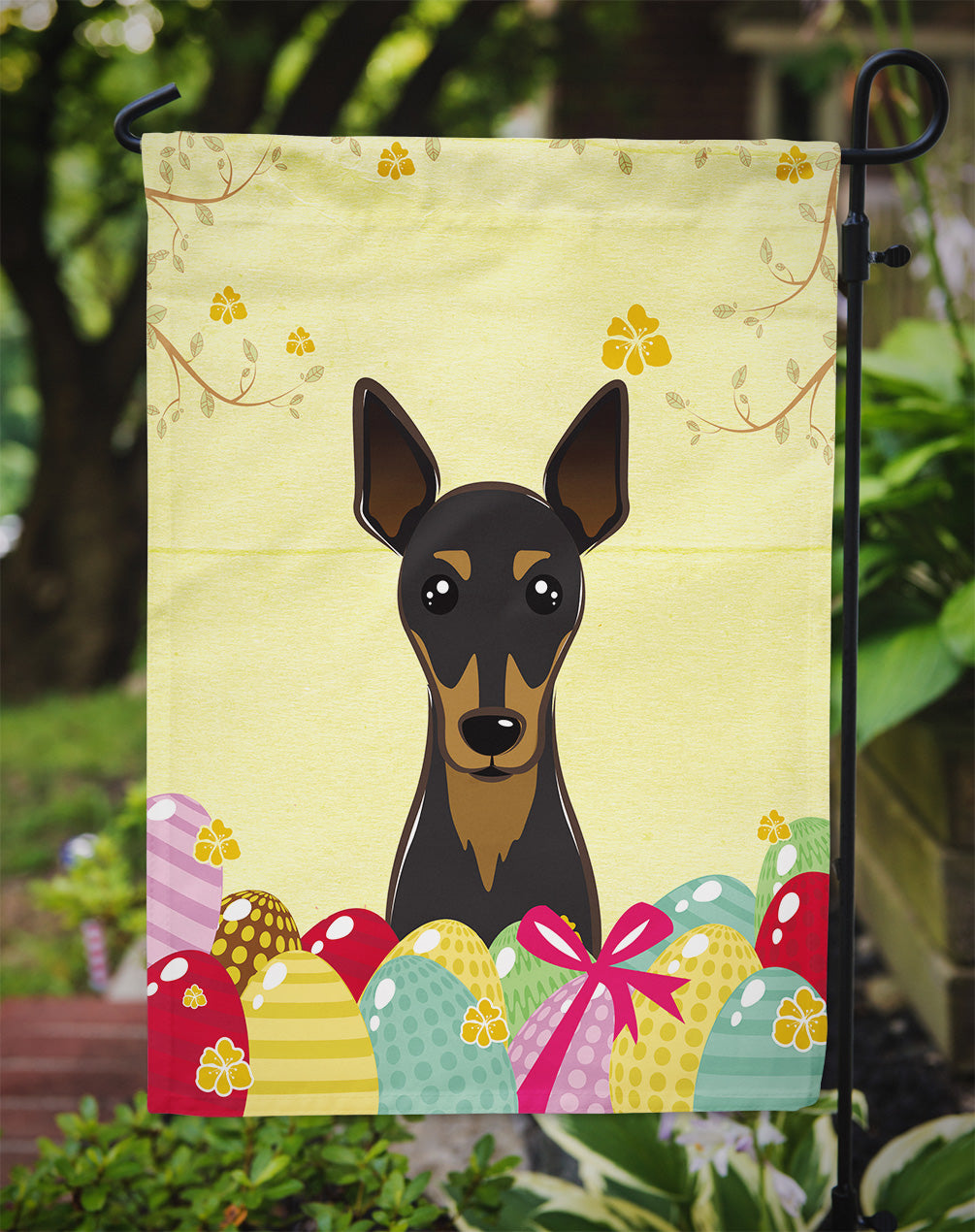 Min Pin Easter Egg Hunt Flag Garden Size BB1922GF  the-store.com.