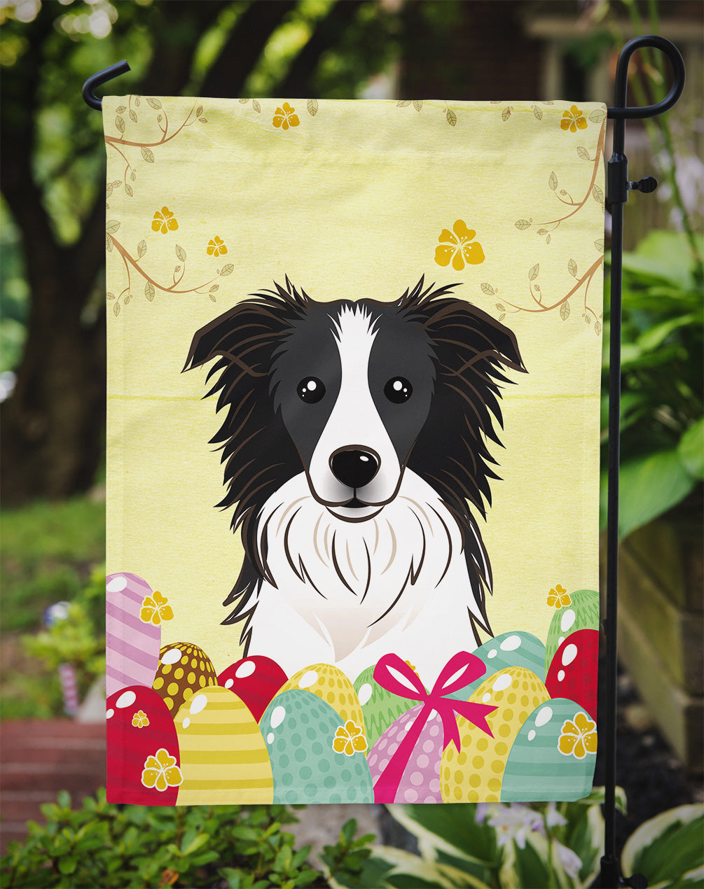 Border Collie Easter Egg Hunt Flag Garden Size BB1923GF  the-store.com.