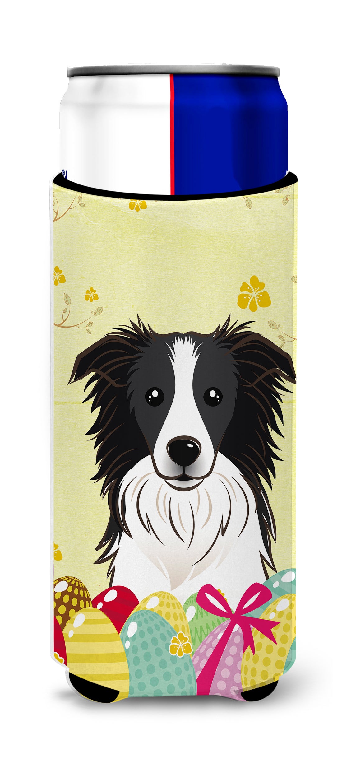 Border Collie Easter Egg Hunt  Ultra Beverage Insulator for slim cans BB1923MUK  the-store.com.