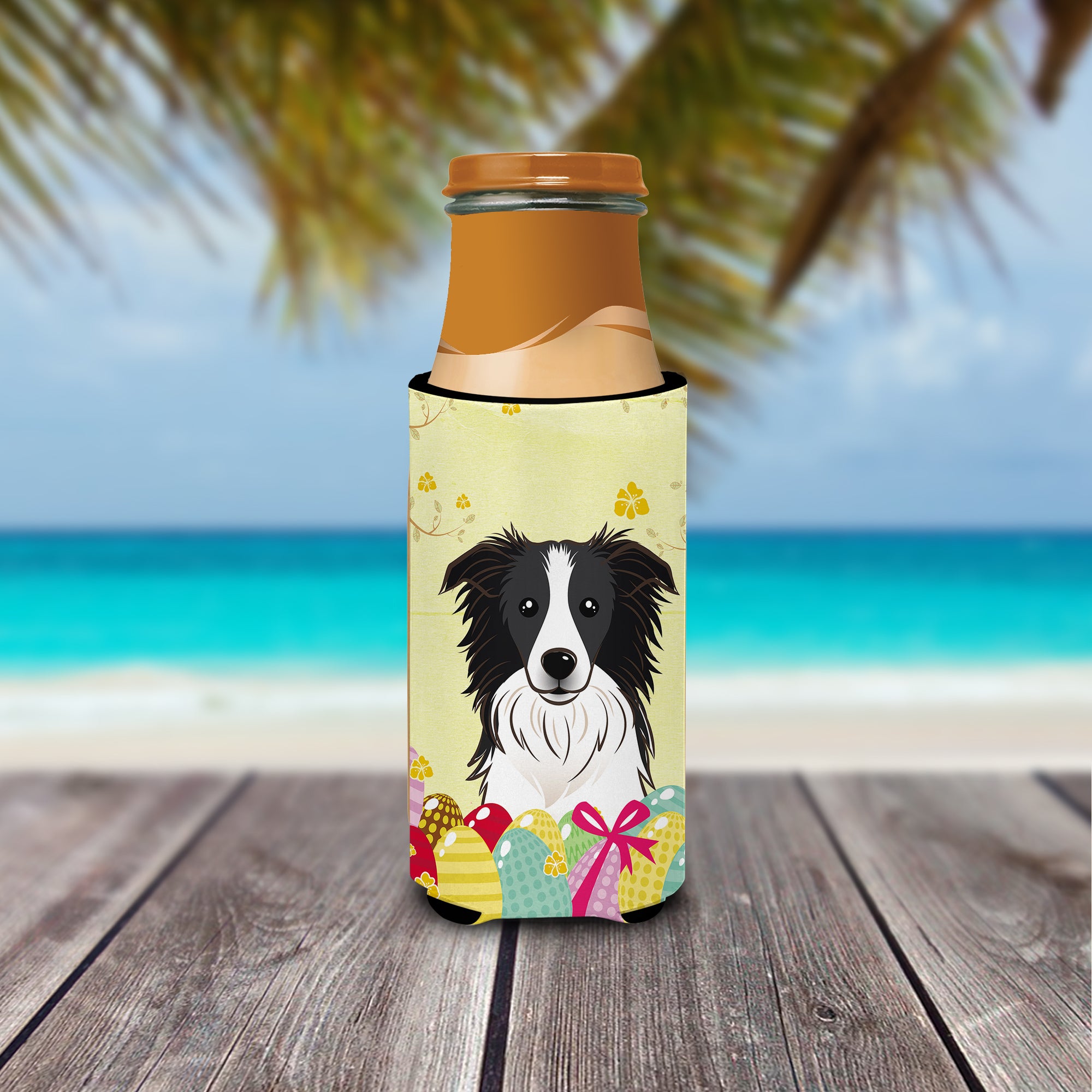 Border Collie Easter Egg Hunt  Ultra Beverage Insulator for slim cans BB1923MUK  the-store.com.