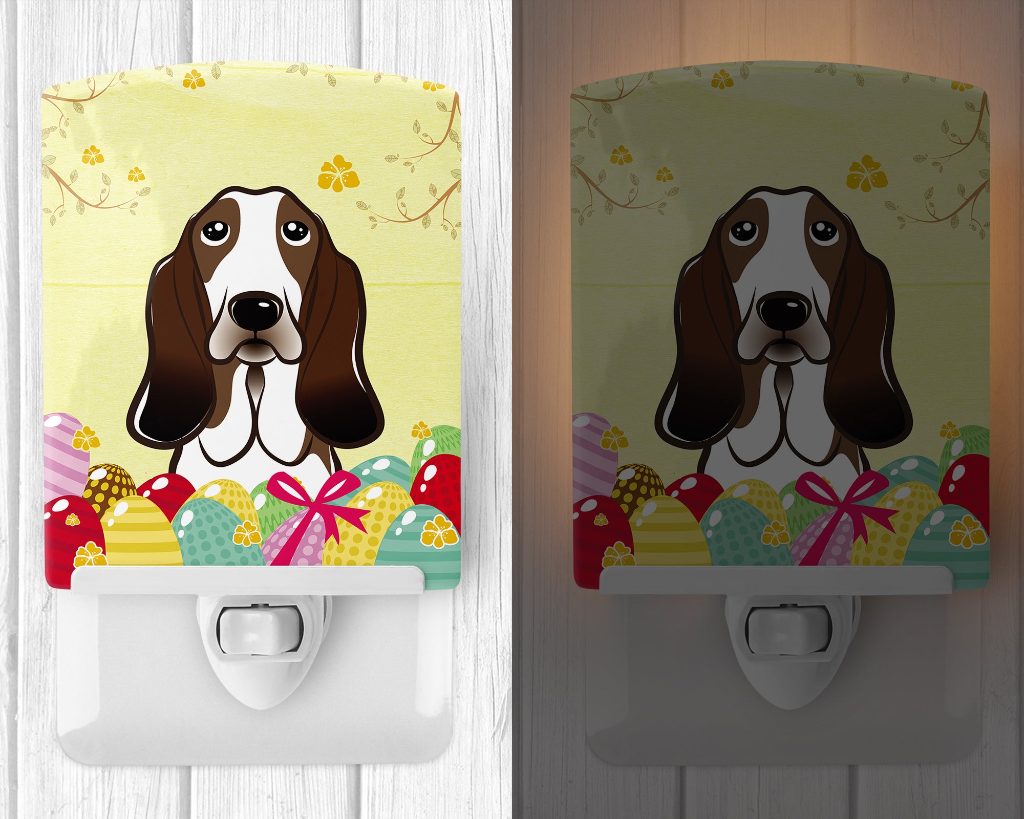 Basset Hound Easter Egg Hunt Ceramic Night Light BB1925CNL - the-store.com