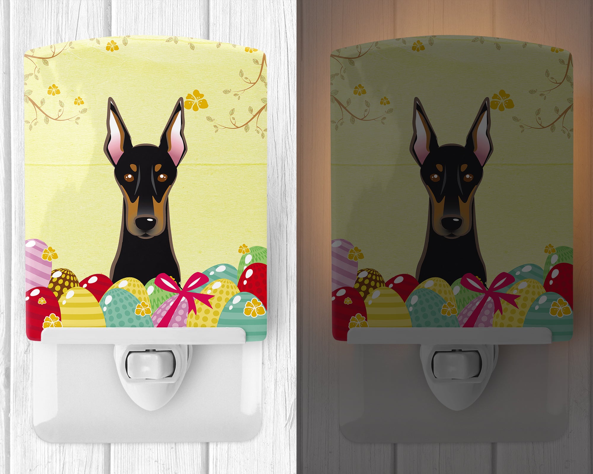 Doberman Easter Egg Hunt Ceramic Night Light BB1927CNL - the-store.com