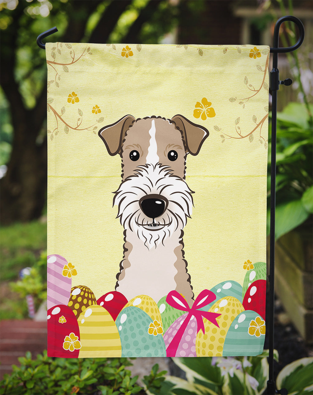 Wire Haired Fox Terrier Easter Egg Hunt Flag Garden Size BB1929GF  the-store.com.