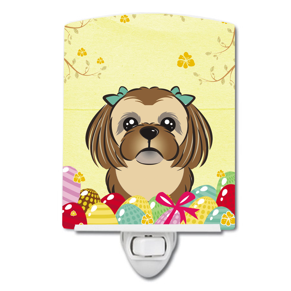 Chocolate Brown Shih Tzu Easter Egg Hunt Ceramic Night Light BB1931CNL - the-store.com