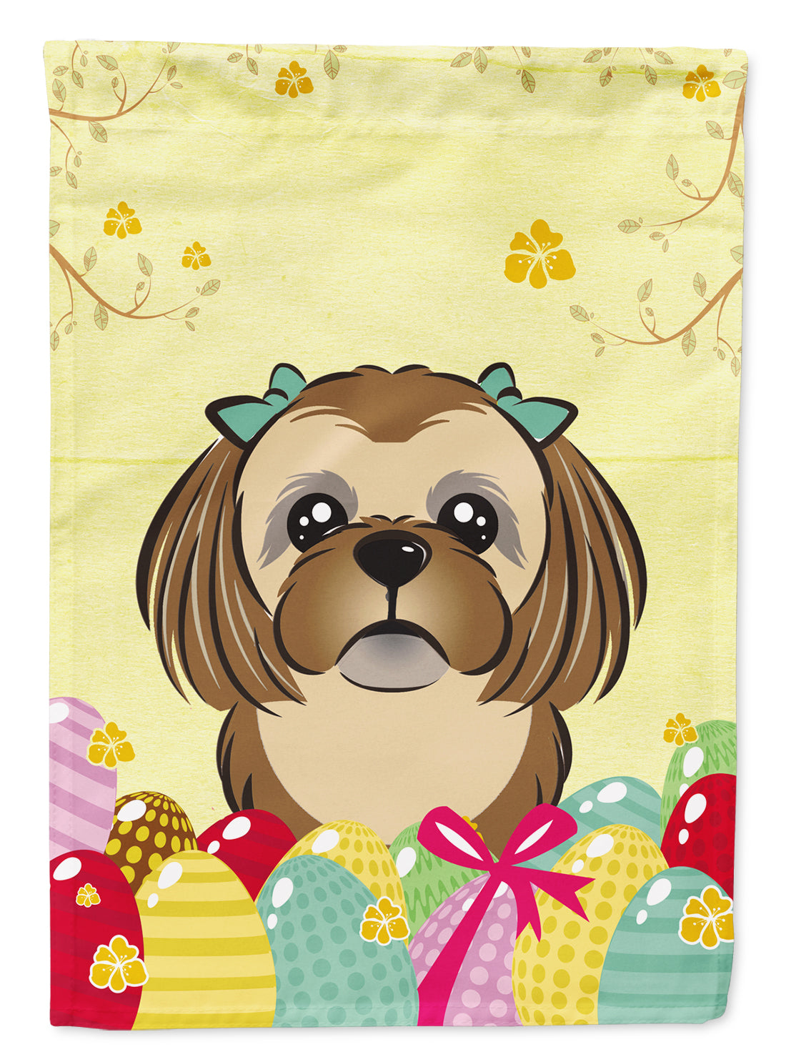 Chocolate Brown Shih Tzu Easter Egg Hunt Flag Garden Size BB1931GF  the-store.com.