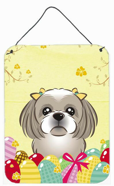 Gray Silver Shih Tzu Easter Egg Hunt Wall or Door Hanging Prints BB1932DS1216 by Caroline's Treasures