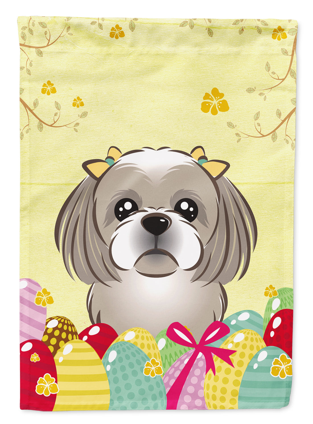 Gray Silver Shih Tzu Easter Egg Hunt Flag Garden Size BB1932GF  the-store.com.