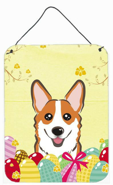 Red Corgi Easter Egg Hunt Wall or Door Hanging Prints BB1936DS1216 by Caroline's Treasures