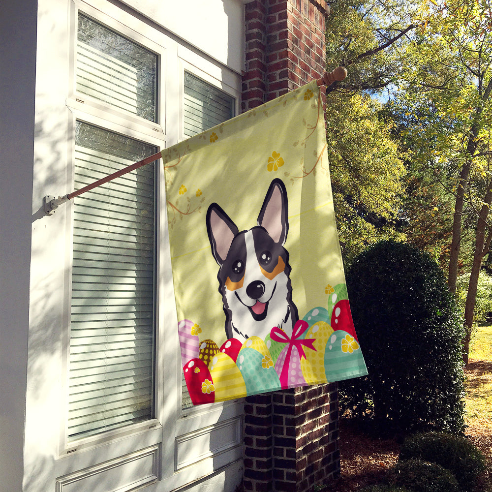 Tricolor Corgi Easter Egg Hunt Flag Canvas House Size BB1937CHF  the-store.com.