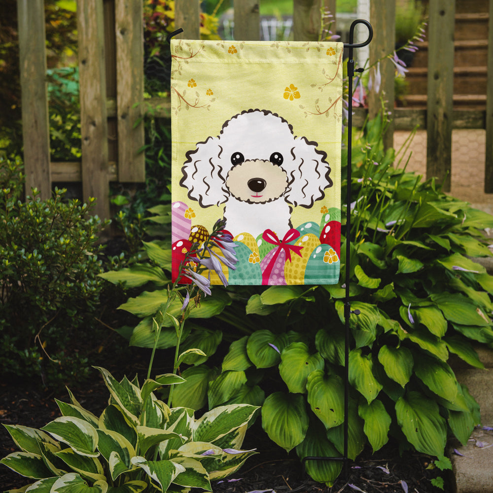 White Poodle Easter Egg Hunt Flag Garden Size BB1939GF  the-store.com.