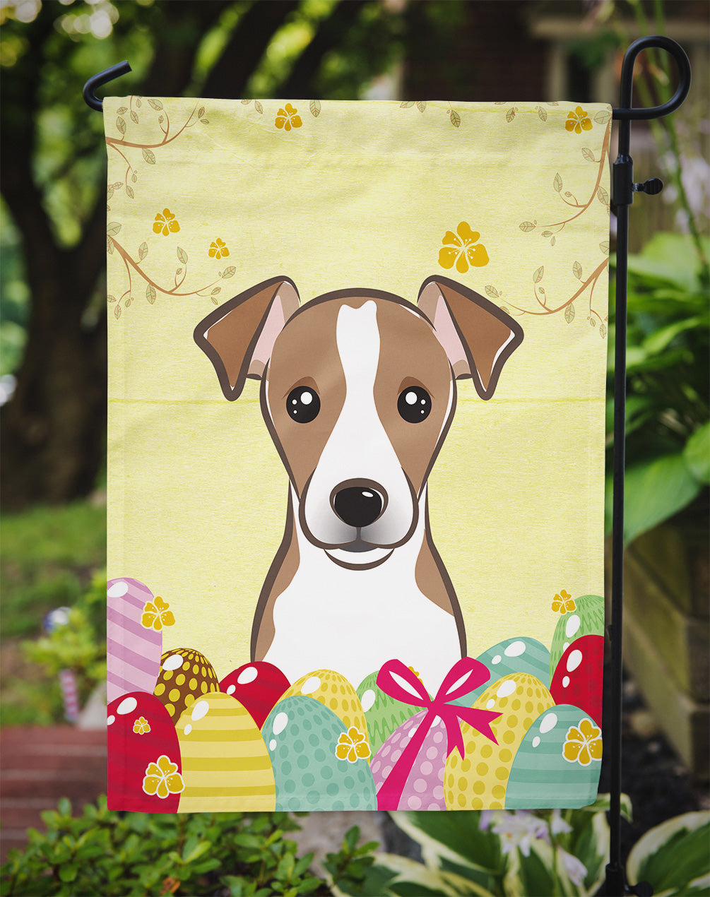 Jack Russell Terrier Easter Egg Hunt Flag Garden Size BB1942GF  the-store.com.