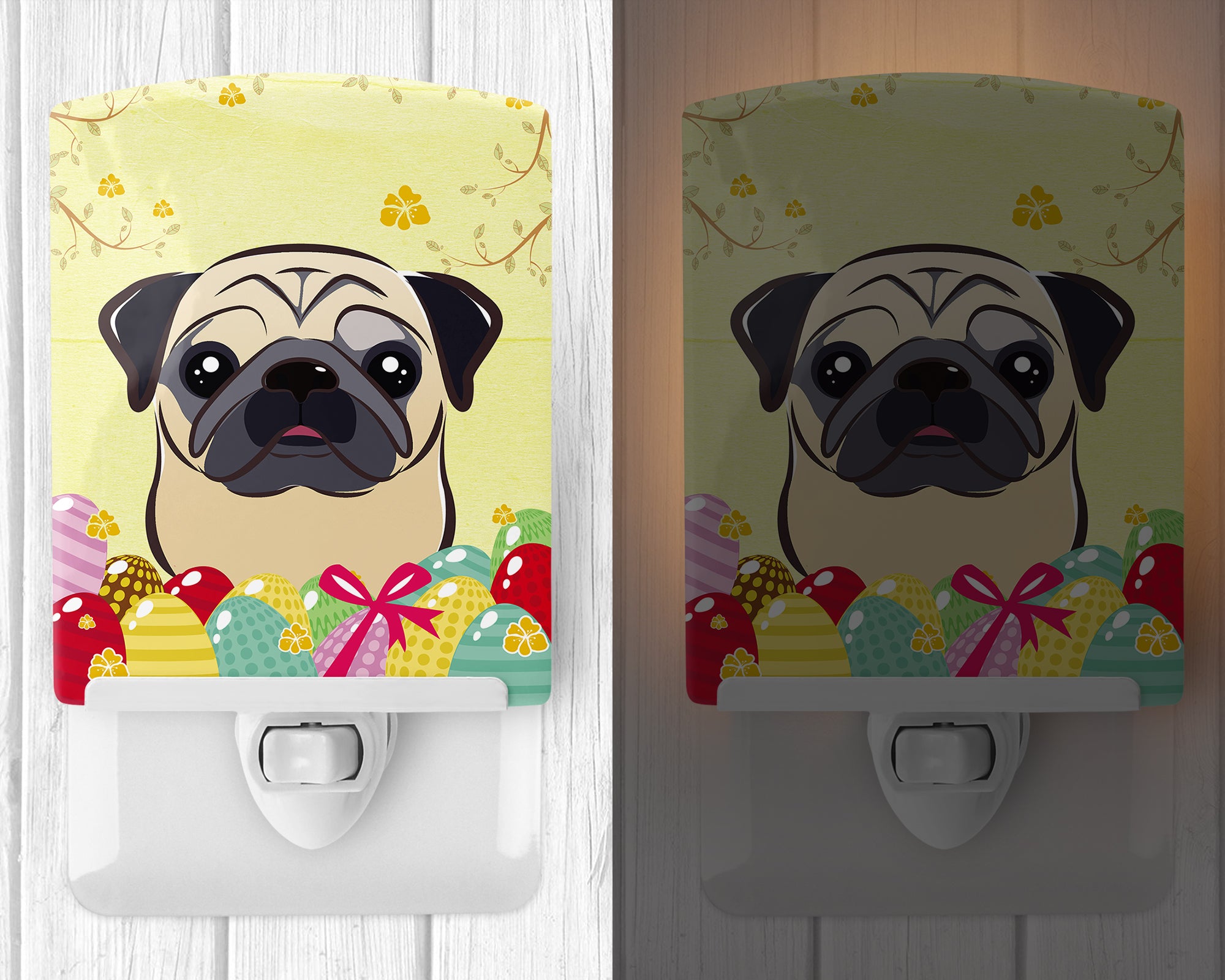 Fawn Pug Easter Egg Hunt Ceramic Night Light BB1944CNL - the-store.com