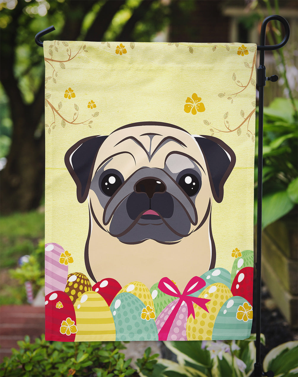 Fawn Pug Easter Egg Hunt Flag Garden Size BB1944GF  the-store.com.