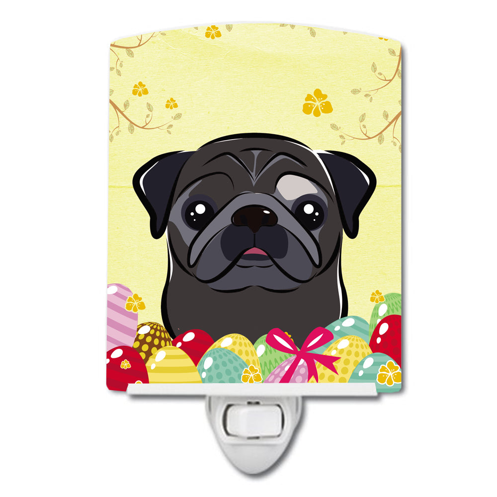 Black Pug Easter Egg Hunt Ceramic Night Light BB1945CNL - the-store.com