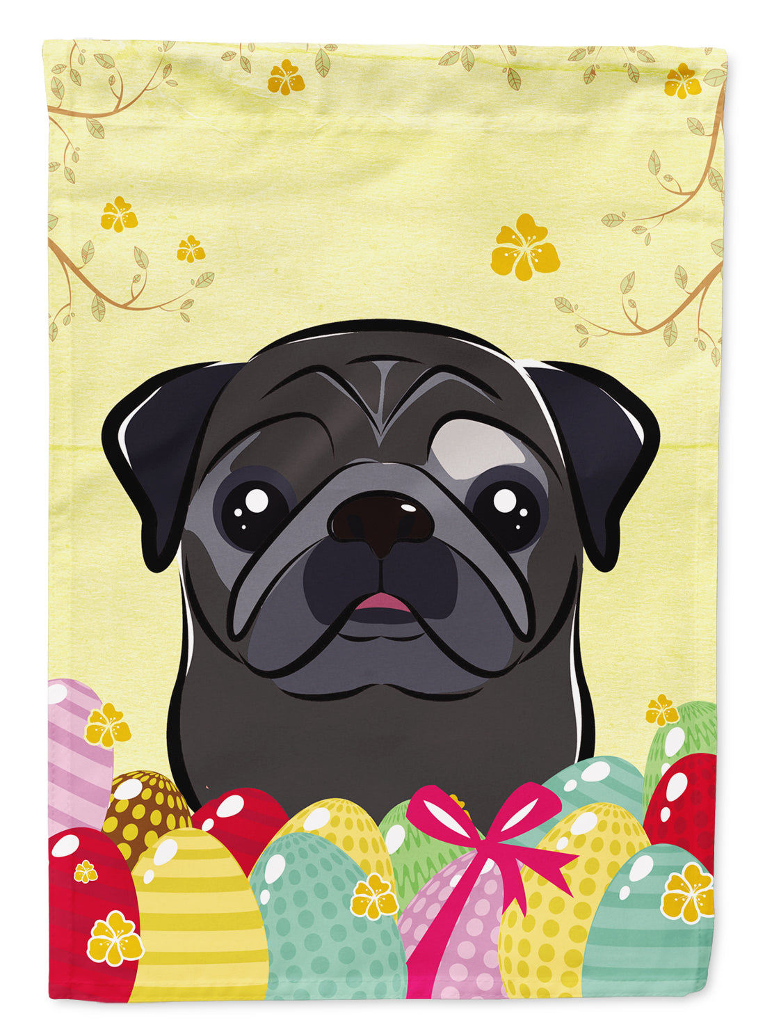 Black Pug Easter Egg Hunt Flag Garden Size BB1945GF  the-store.com.