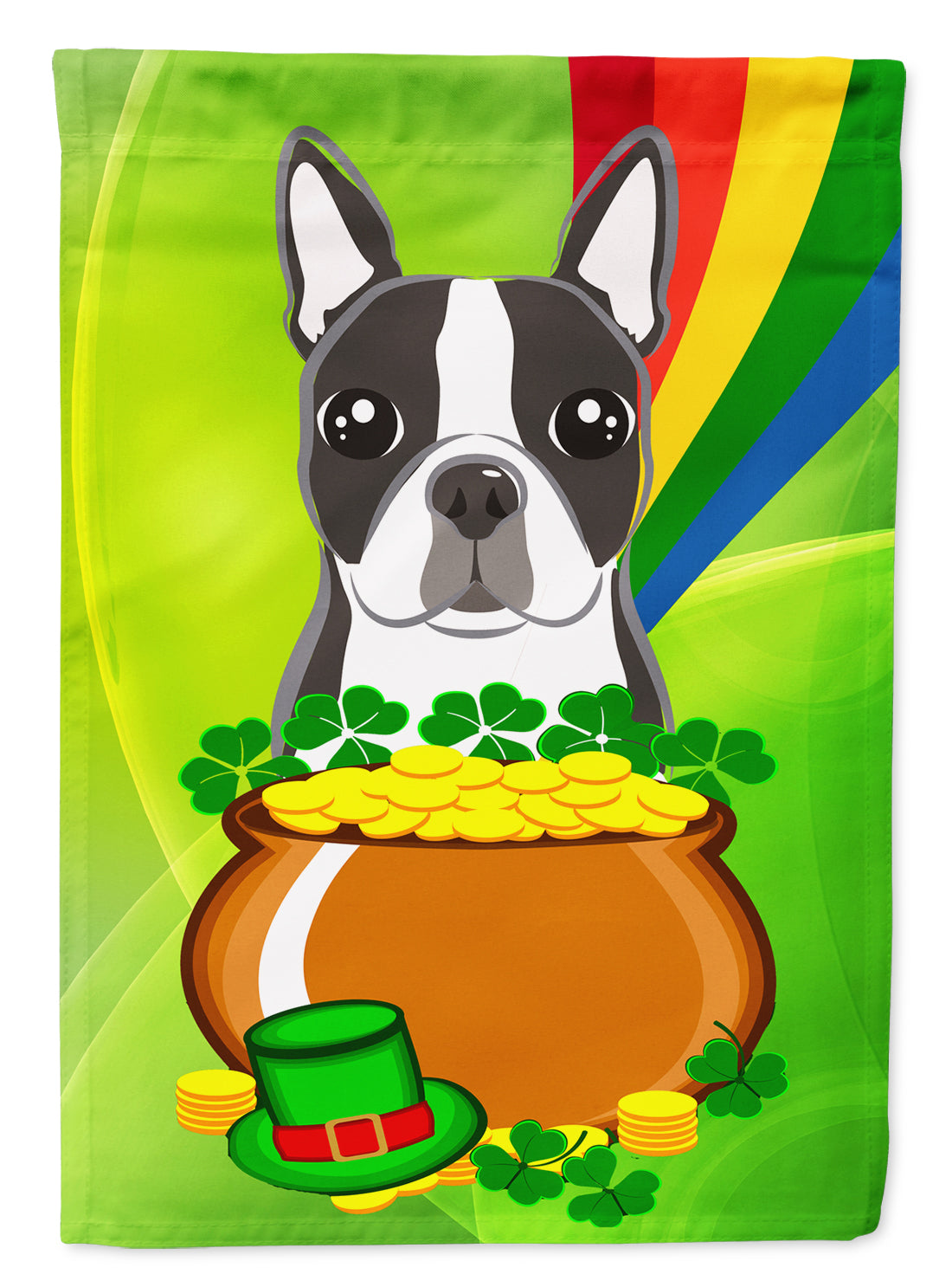 Boston Terrier St. Patrick's Day Flag Canvas House Size BB1947CHF  the-store.com.