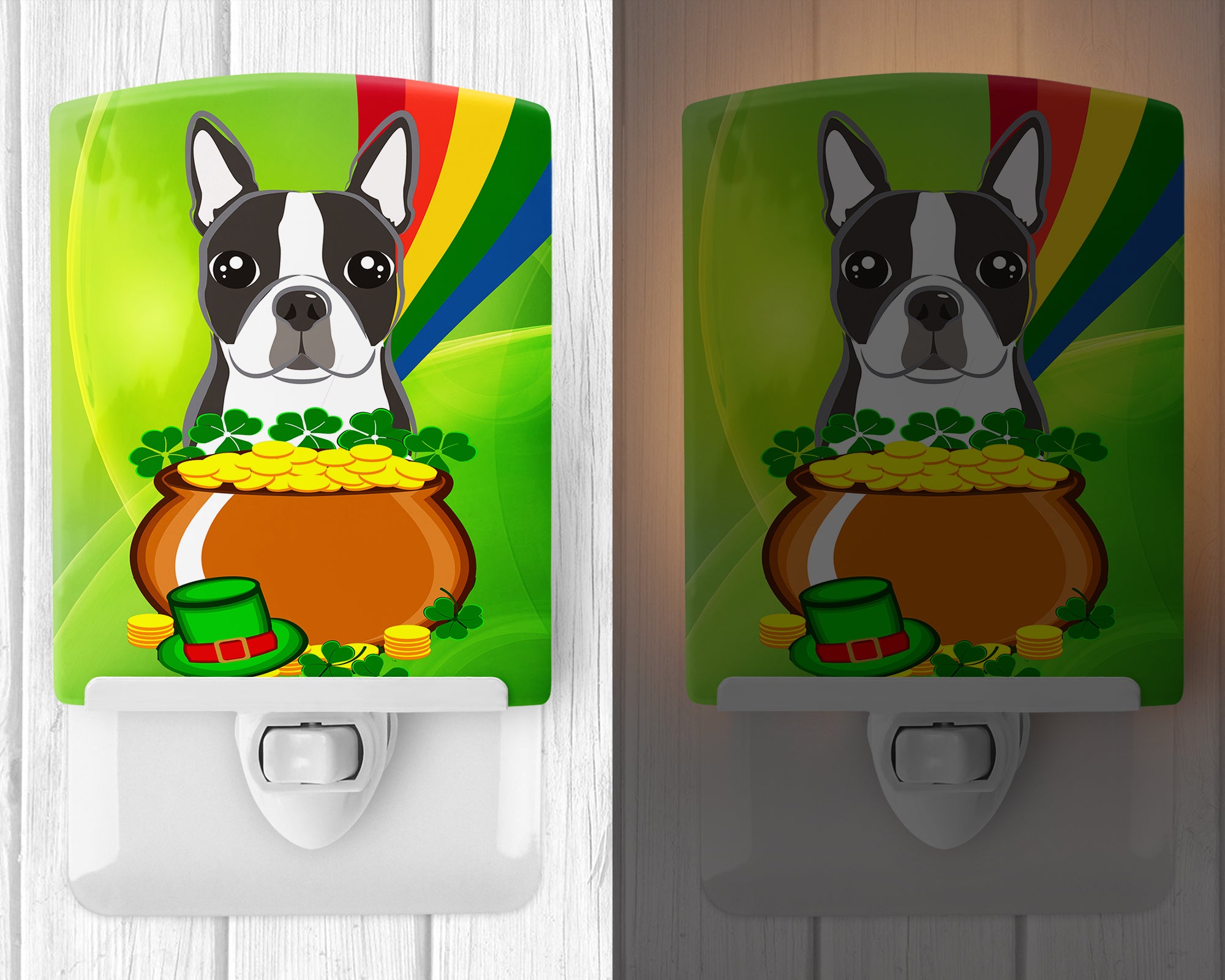 Boston Terrier St. Patrick's Day Ceramic Night Light BB1947CNL - the-store.com