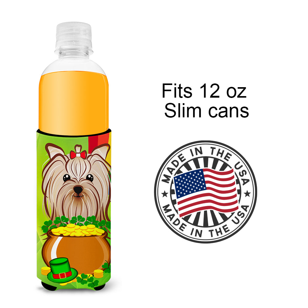 Yorkie Yorkshire Terrier St. Patrick's Day  Ultra Beverage Insulator for slim cans BB1948MUK  the-store.com.