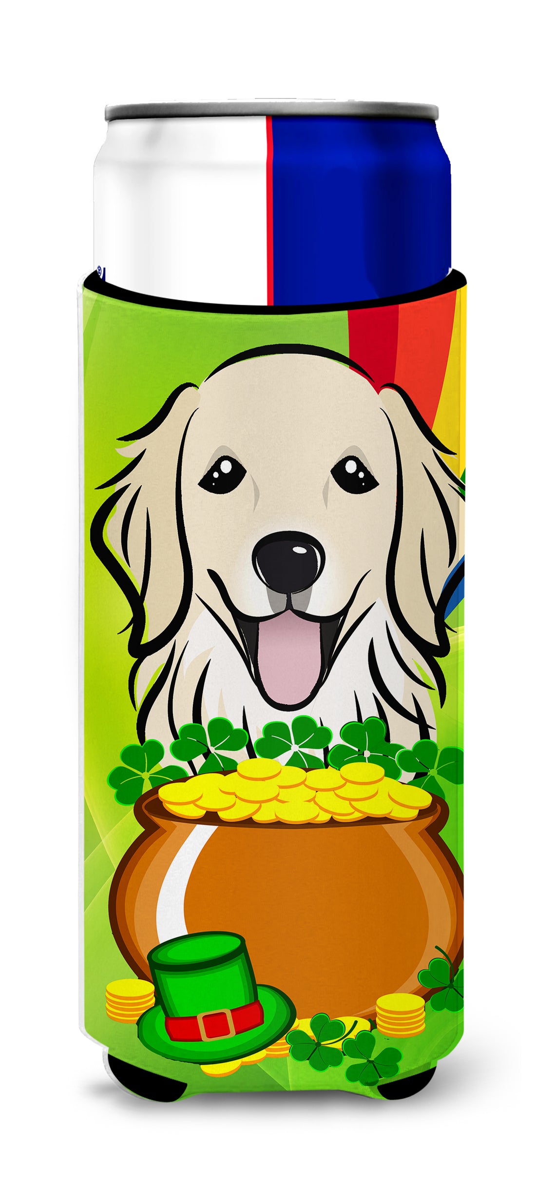 Golden Retriever St. Patrick's Day  Ultra Beverage Insulator for slim cans BB1949MUK  the-store.com.