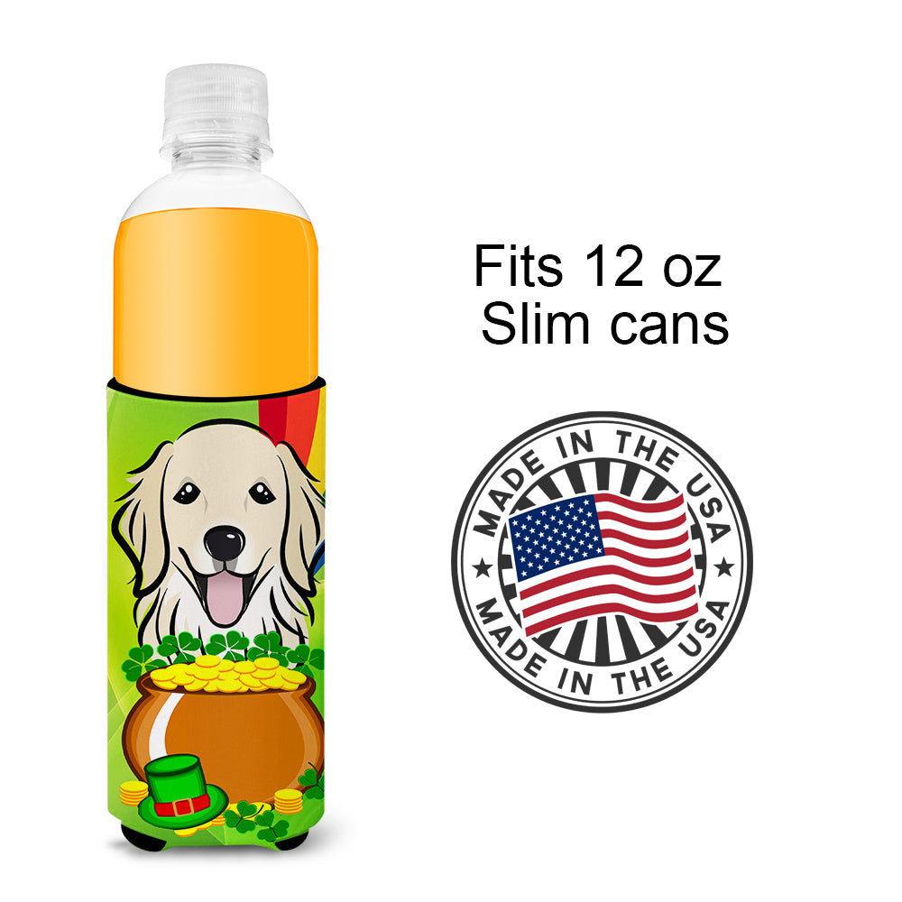 Golden Retriever St. Patrick's Day  Ultra Beverage Insulator for slim cans BB1949MUK  the-store.com.