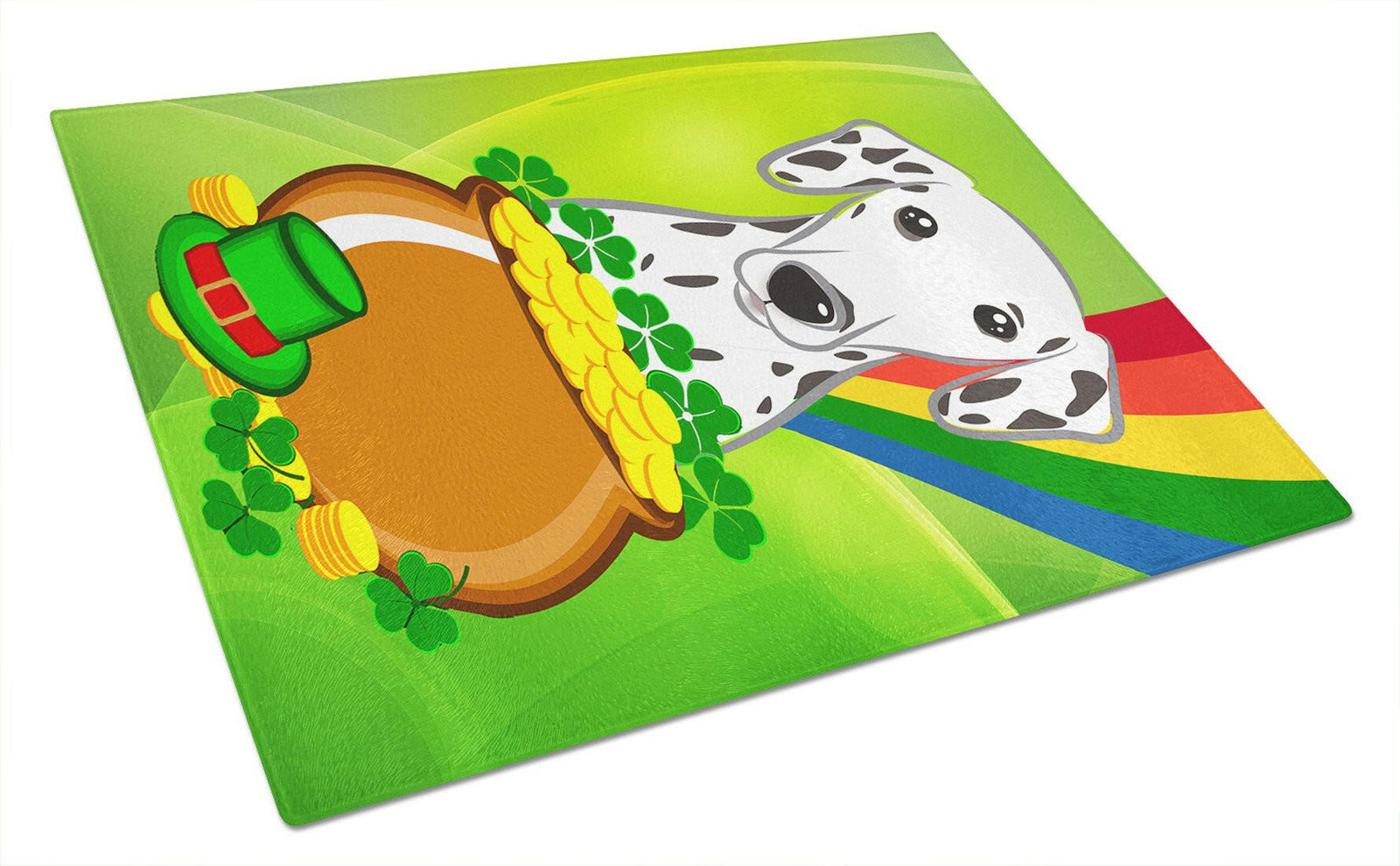 Dalmatian St. Patrick's Day Glass Cutting Board Large BB1954LCB by Caroline's Treasures