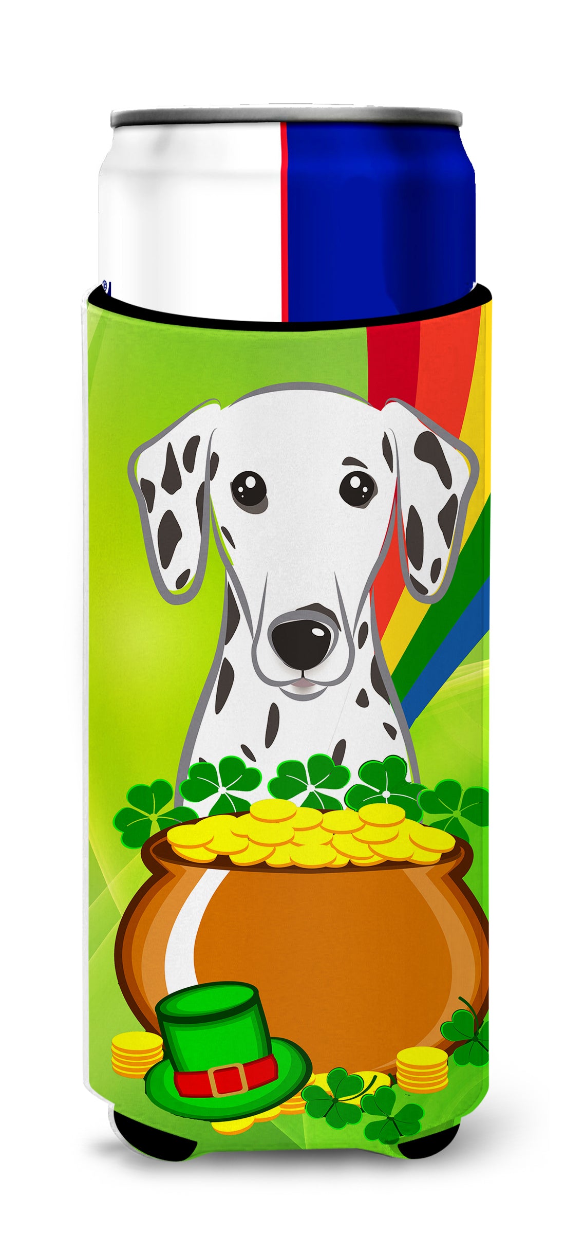 Dalmatian St. Patrick's Day  Ultra Beverage Insulator for slim cans BB1954MUK  the-store.com.