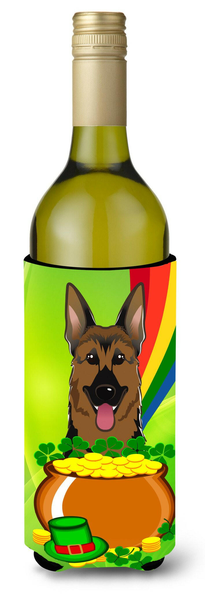 German Shepherd St. Patrick's Day Wine Bottle Beverage Insulator Hugger BB1955LITERK by Caroline's Treasures