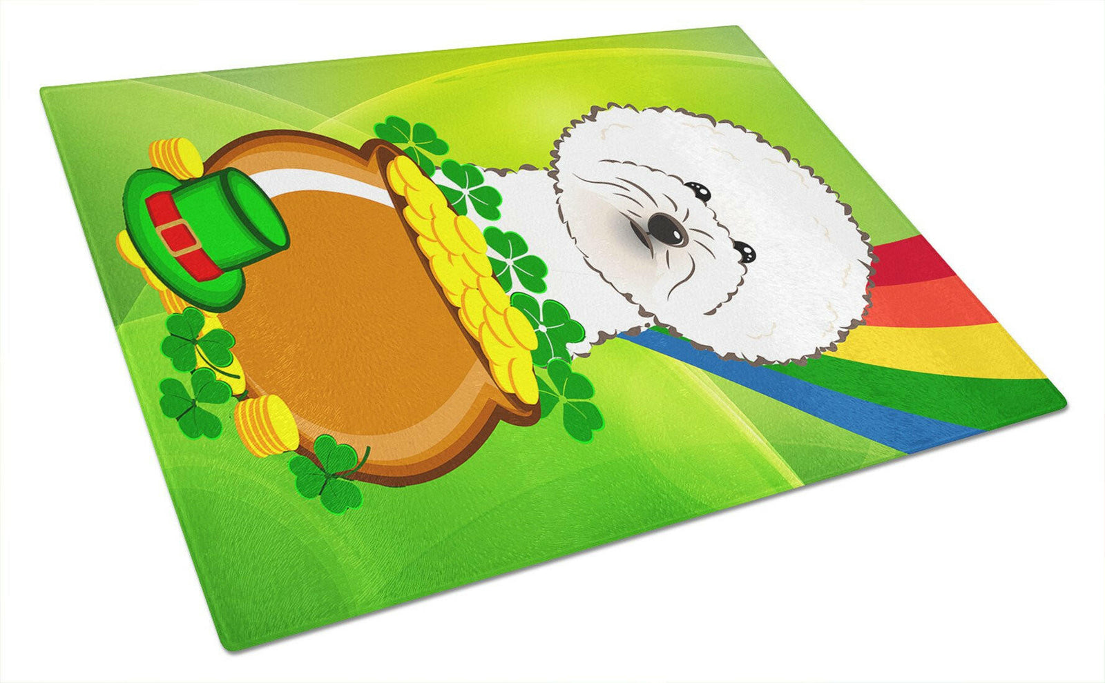 Bichon Frise St. Patrick's Day Glass Cutting Board Large BB1961LCB by Caroline's Treasures