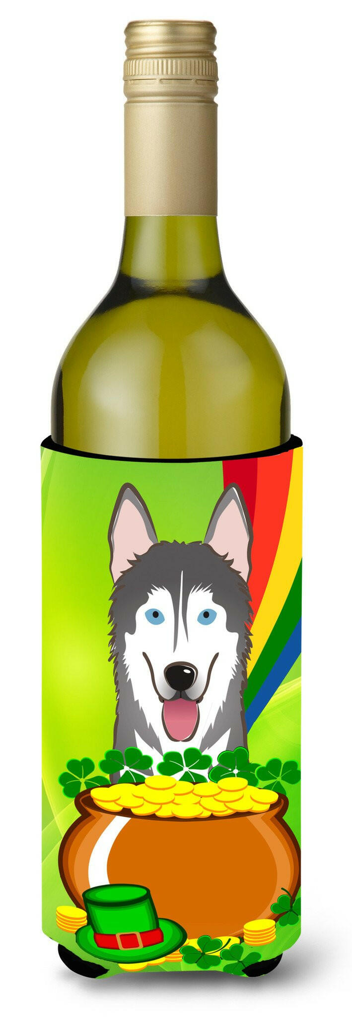 Alaskan Malamute St. Patrick's Day Wine Bottle Beverage Insulator Hugger BB1962LITERK by Caroline's Treasures