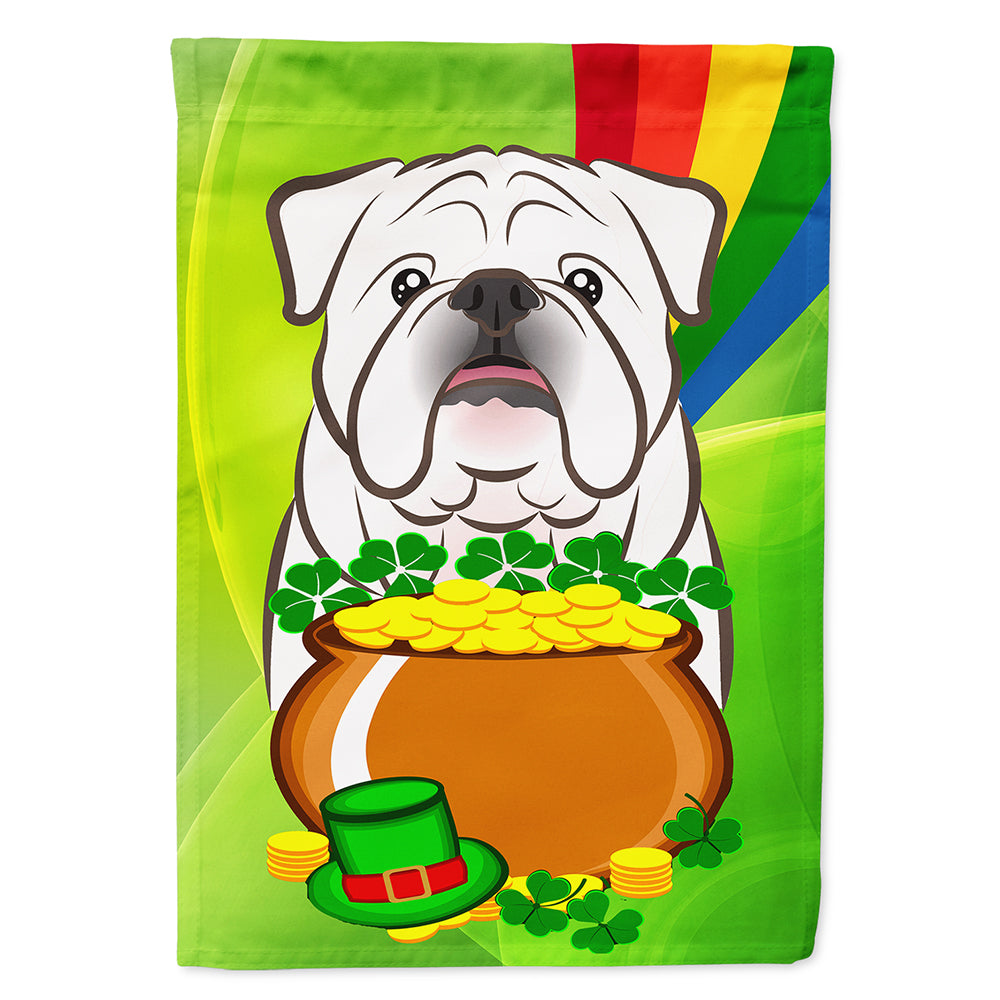 White English Bulldog  St. Patrick&#39;s Day Flag Canvas House Size BB1964CHF  the-store.com.