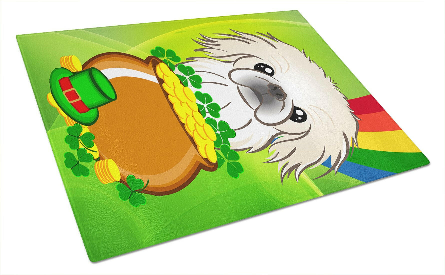 Pekingese St. Patrick's Day Glass Cutting Board Large BB1965LCB by Caroline's Treasures