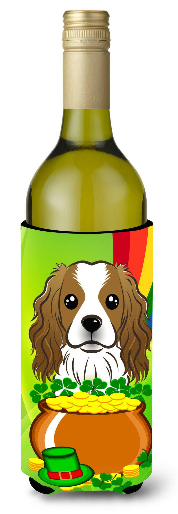 Cavalier Spaniel St. Patrick&#39;s Day Wine Bottle Beverage Insulator Hugger BB1968LITERK by Caroline&#39;s Treasures