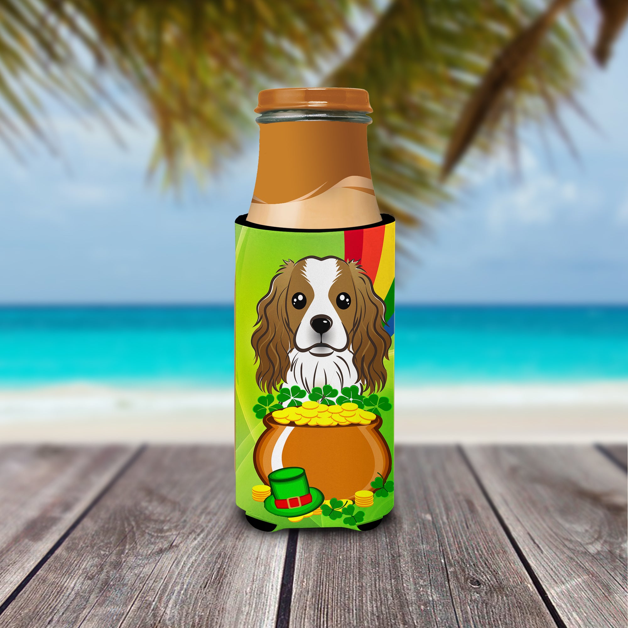 Cavalier Spaniel St. Patrick's Day  Ultra Beverage Insulator for slim cans BB1968MUK  the-store.com.