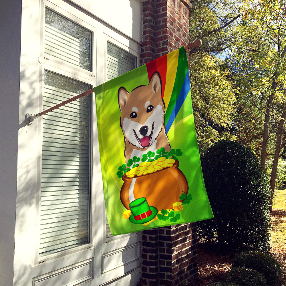Shiba Inu St. Patrick's Day Flag Canvas House Size BB1969CHF  the-store.com.