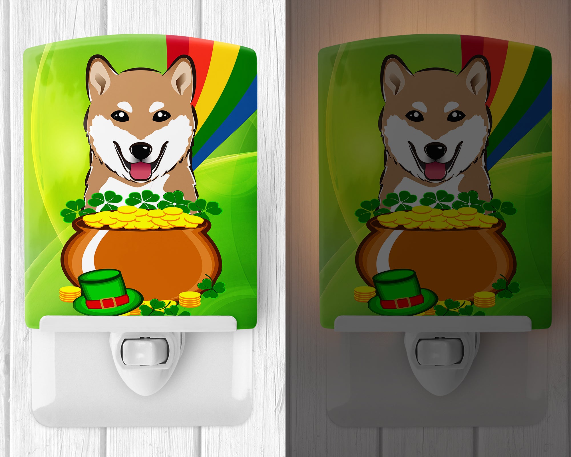 Shiba Inu St. Patrick's Day Ceramic Night Light BB1969CNL - the-store.com