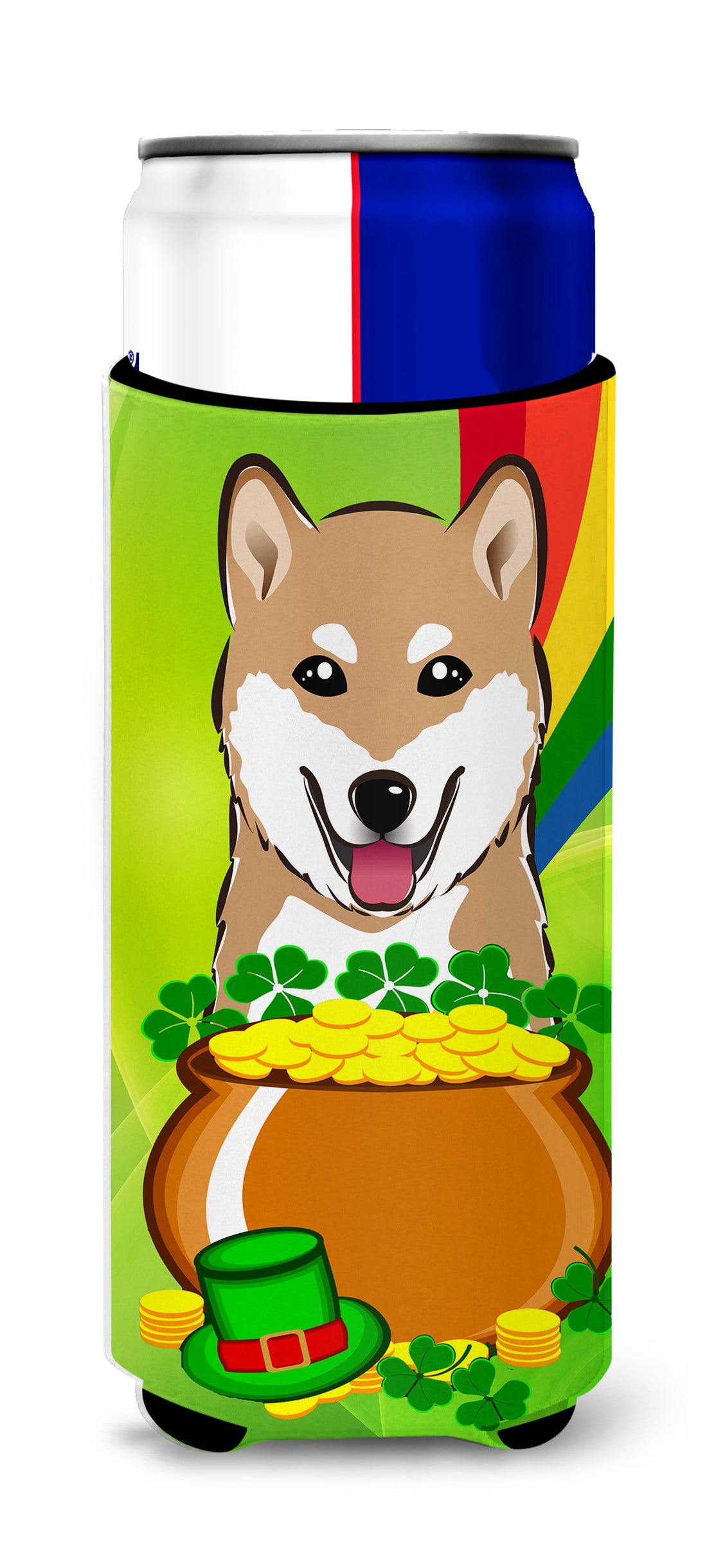 Shiba Inu St. Patrick's Day  Ultra Beverage Insulator for slim cans BB1969MUK  the-store.com.