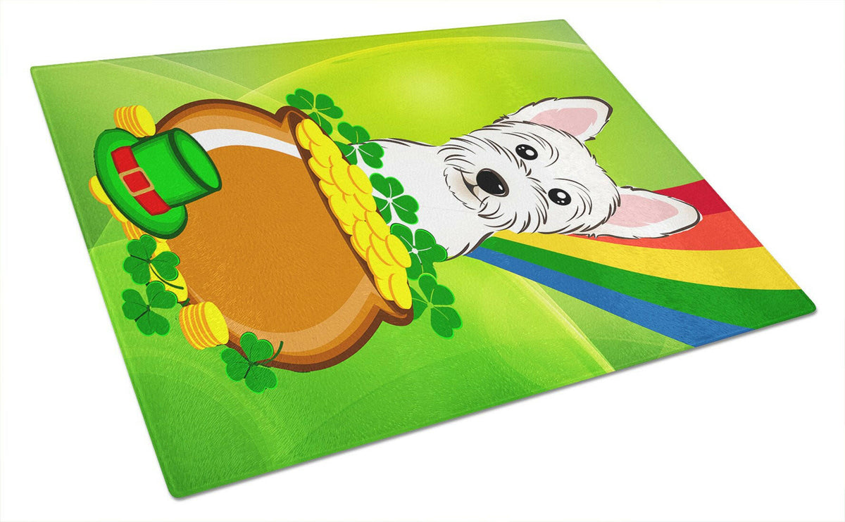 Westie St. Patrick&#39;s Day Glass Cutting Board Large BB1970LCB by Caroline&#39;s Treasures