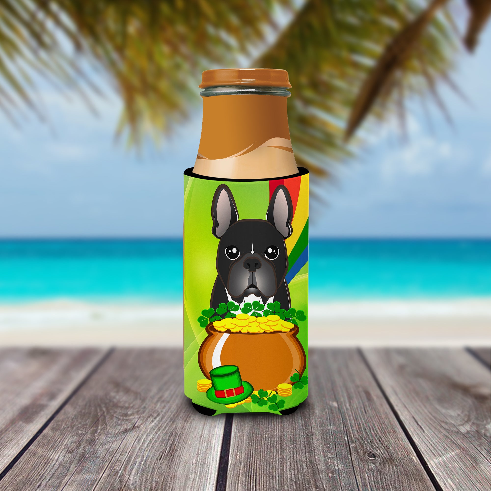 French Bulldog St. Patrick's Day  Ultra Beverage Insulator for slim cans BB1971MUK  the-store.com.