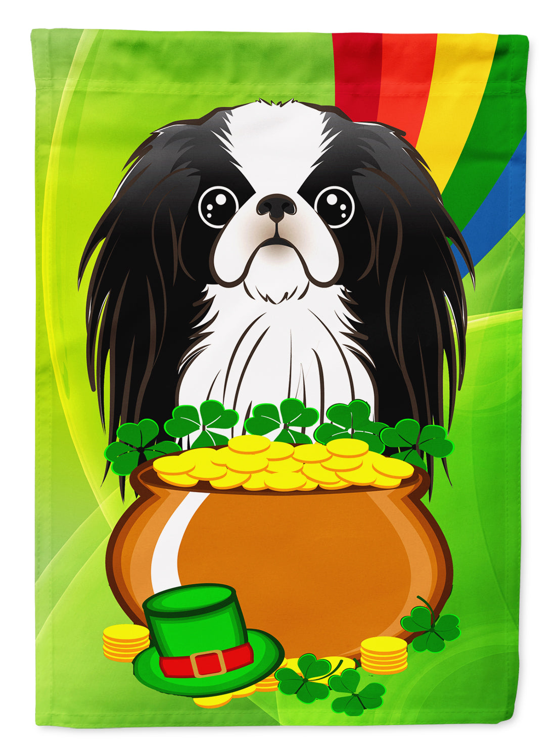 Japanese Chin St. Patrick&#39;s Day Flag Garden Size BB1974GF.