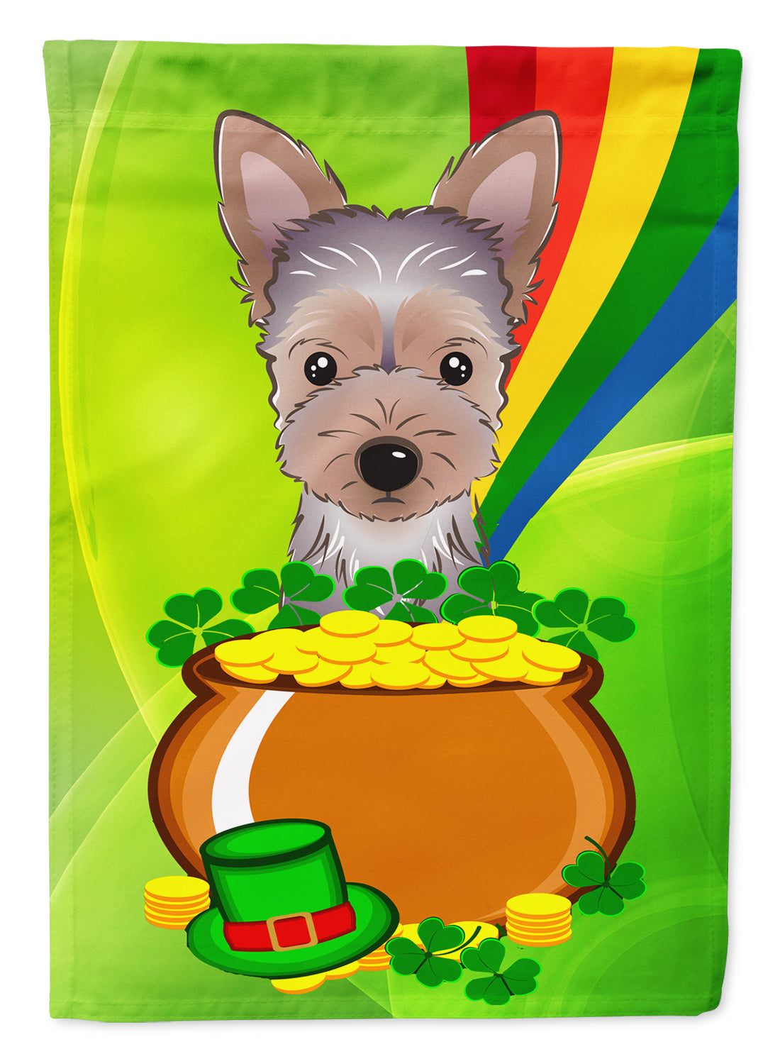 Yorkie Puppy St. Patrick's Day Flag Garden Size BB1976GF.