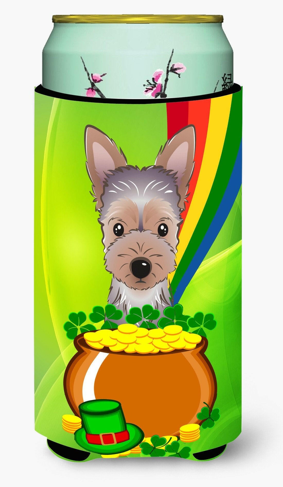 Yorkie Puppy St. Patrick&#39;s Day Tall Boy Beverage Insulator Hugger BB1976TBC by Caroline&#39;s Treasures