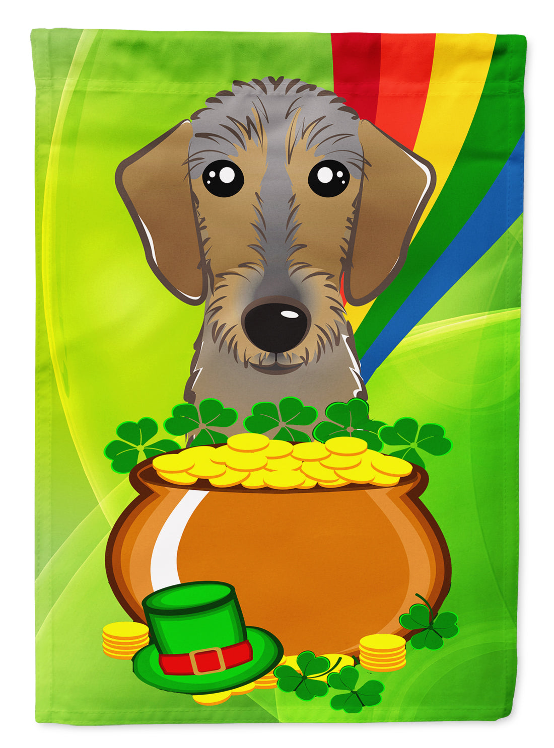 Wirehaired Dachshund St. Patrick's Day Flag Garden Size BB1977GF.