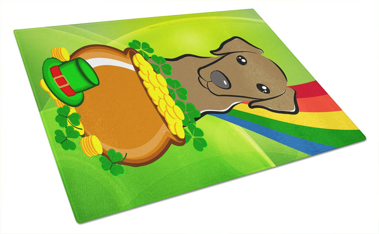 Chocolate Labrador St. Patrick's Day Glass Cutting Board Large BB1978LCB by Caroline's Treasures