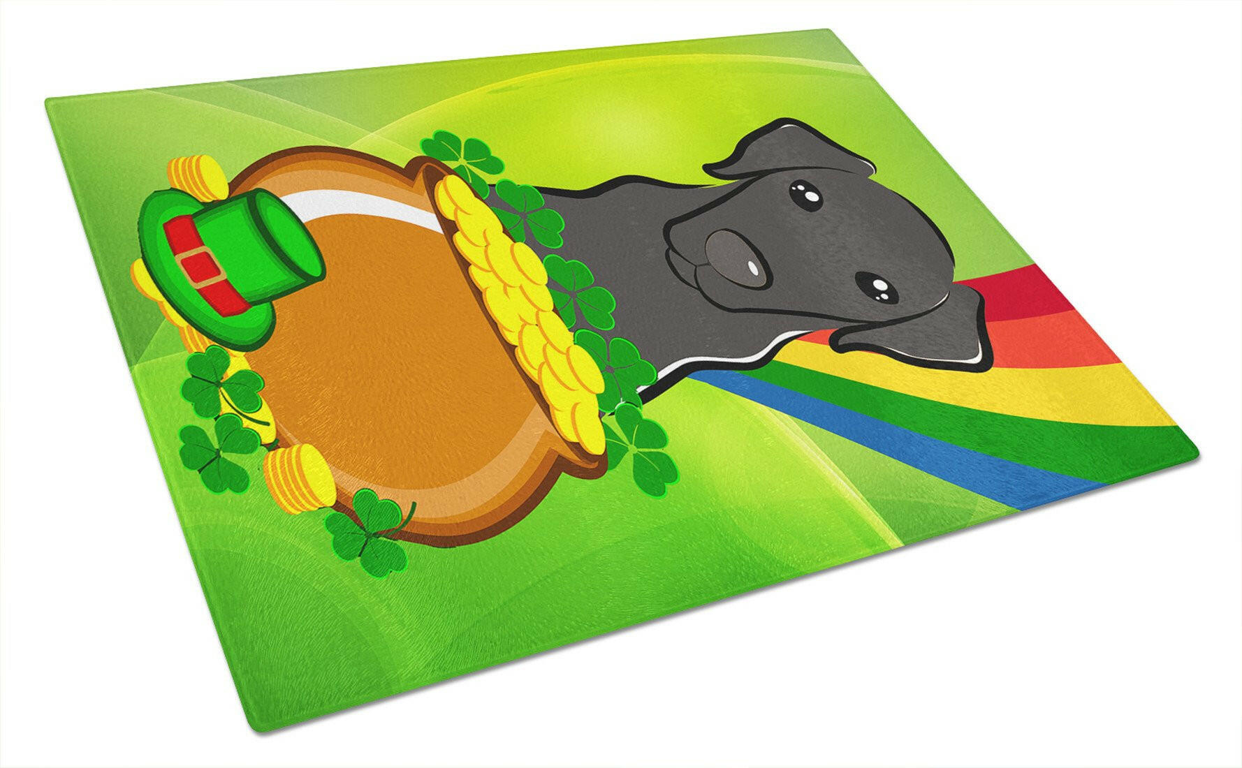 Black Labrador St. Patrick's Day Glass Cutting Board Large BB1979LCB by Caroline's Treasures