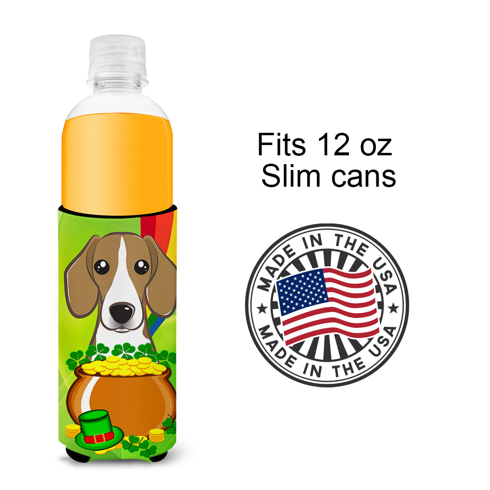 Beagle St. Patrick's Day  Ultra Beverage Insulator for slim cans BB1983MUK  the-store.com.